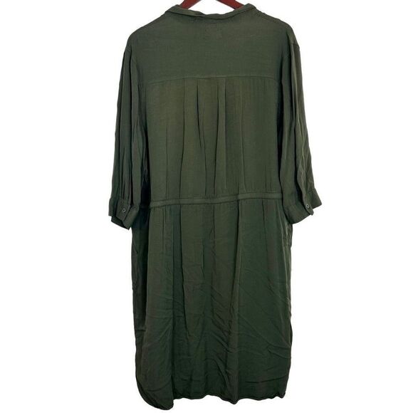 Old Navy Womens XXL Green Shirt Dress Button Front Pockets Casual Minimalist - Picture 2 of 11